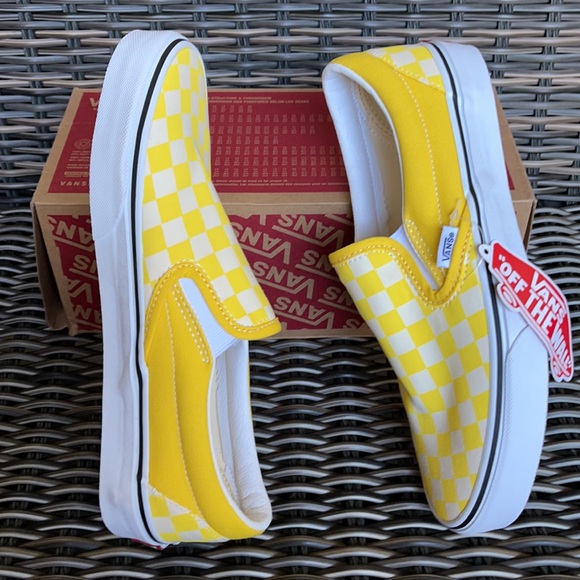 Vans Classic Slip-On Checkerboard Cyber Yellow/True White WMNS - Picture 12 of 16